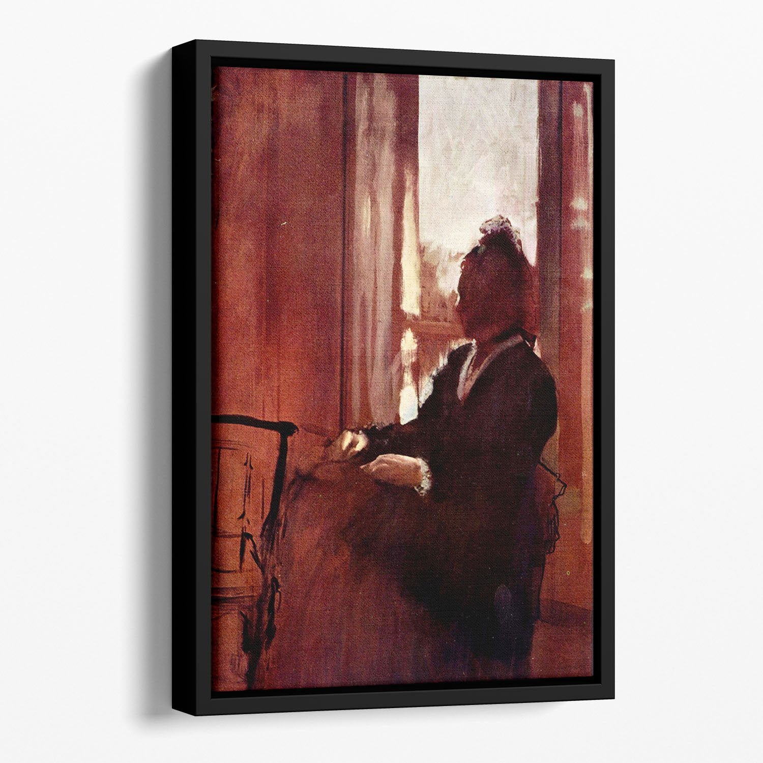 Woman at the window by Degas Floating Framed Canvas