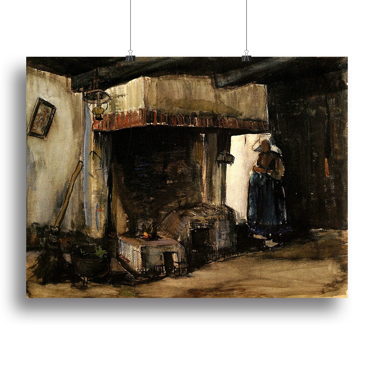 Woman by a Hearth by Van Gogh Canvas Print or Poster