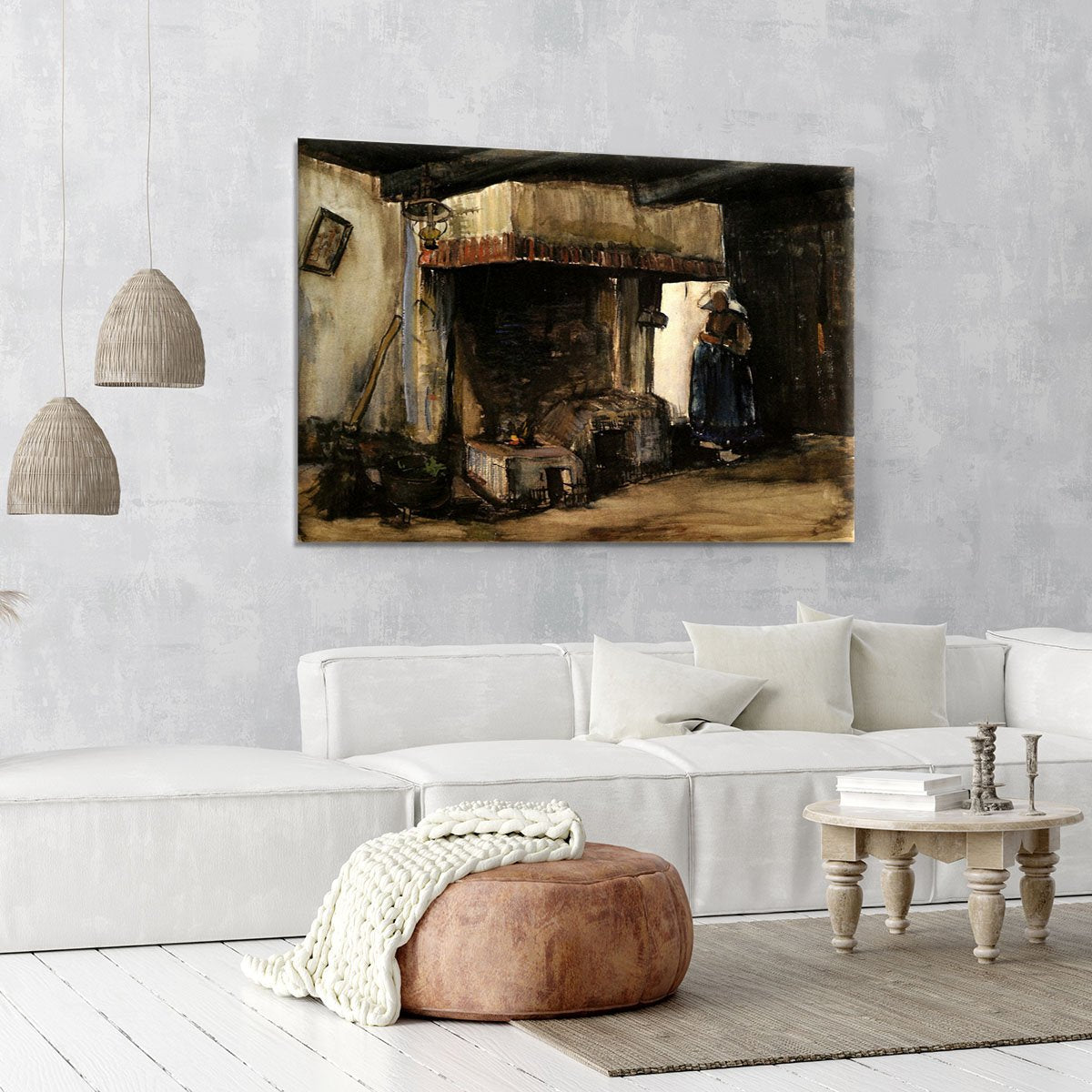 Woman by a Hearth by Van Gogh Canvas Print or Poster