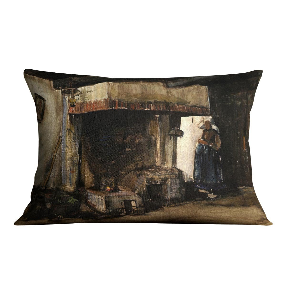 Woman by a Hearth by Van Gogh Throw Pillow
