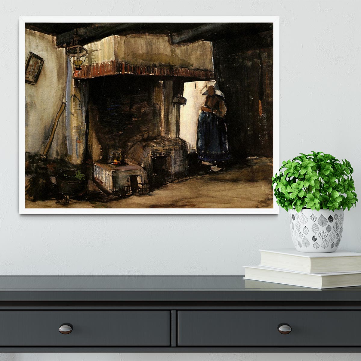 Woman by a Hearth by Van Gogh Framed Print - Canvas Art Rocks -6