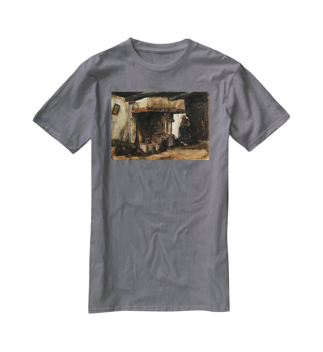 Woman by a Hearth by Van Gogh T-Shirt - Canvas Art Rocks - 3
