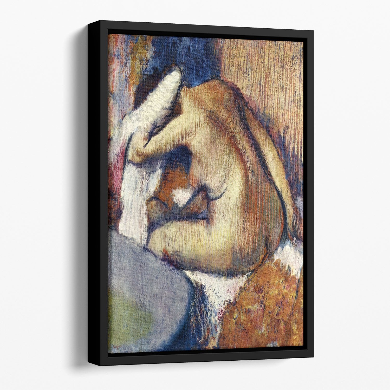 Woman drying hair by Degas Floating Framed Canvas