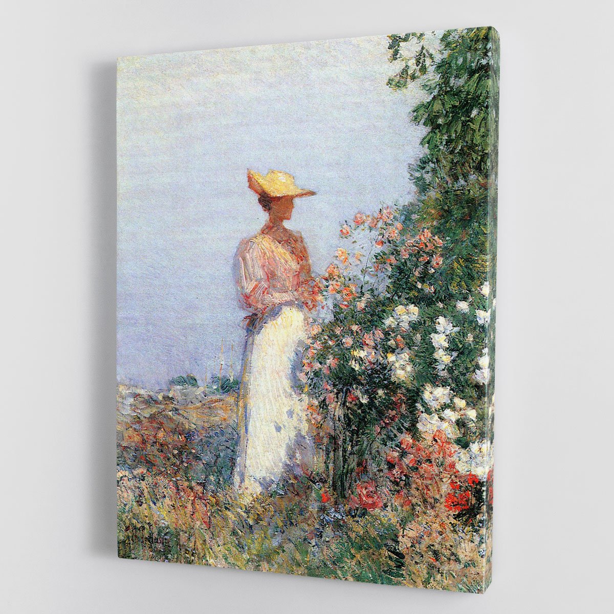 Woman in Garden by Hassam Canvas Print or Poster