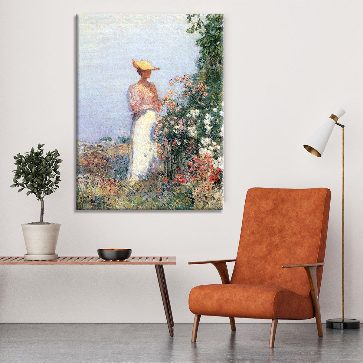 Woman in Garden by Hassam Canvas Print or Poster