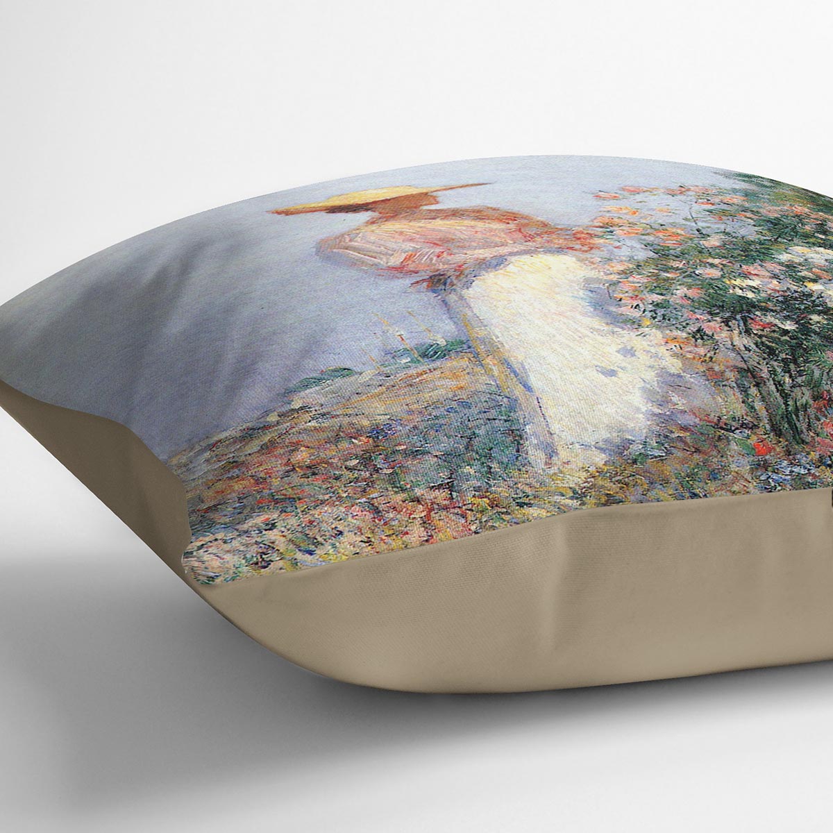 Woman in Garden by Hassam Cushion - Canvas Art Rocks - 2