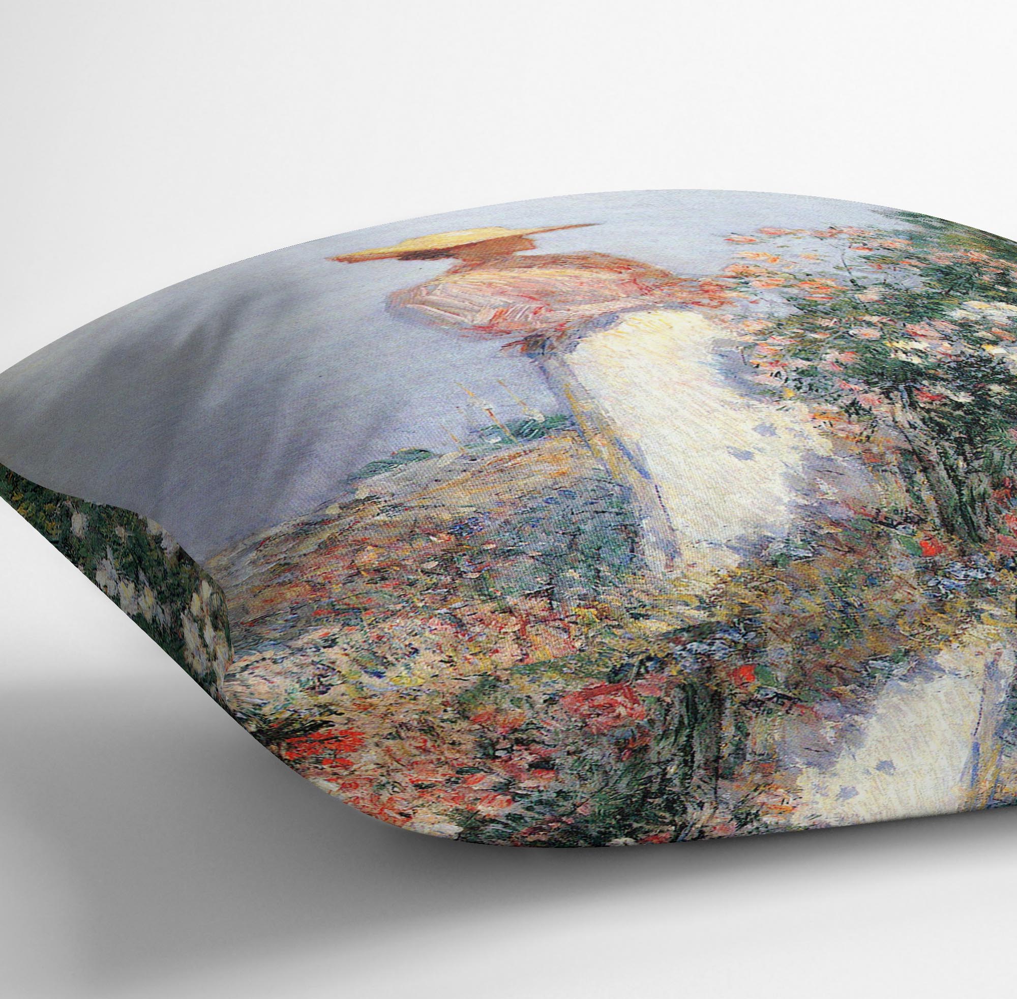 Woman in Garden by Hassam Cushion - Canvas Art Rocks - 3