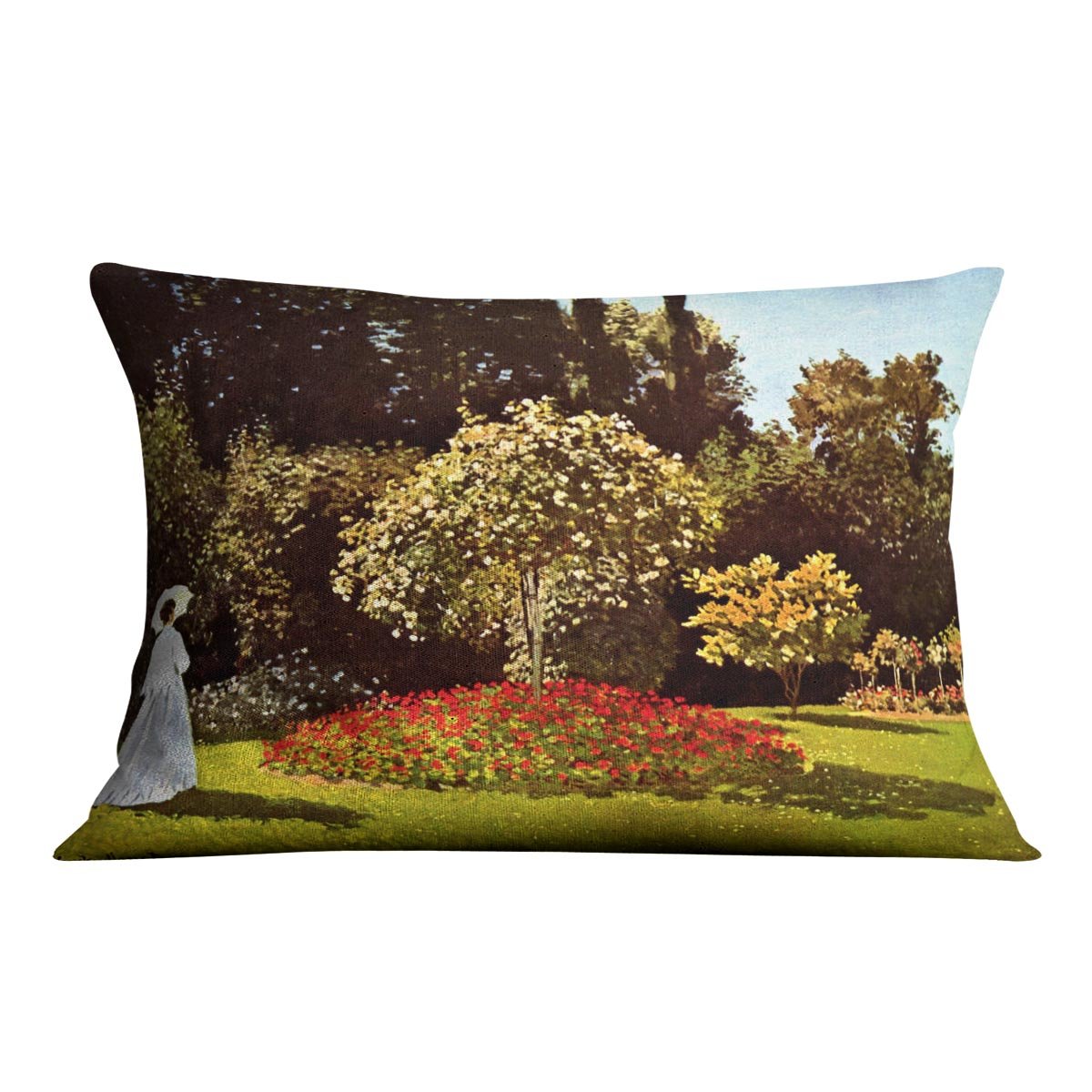 Woman in the garden by Monet Throw Pillow