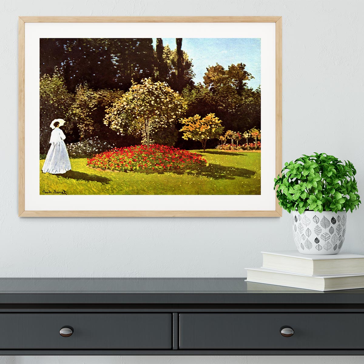Woman in the garden by Monet Framed Print - Canvas Art Rocks - 3