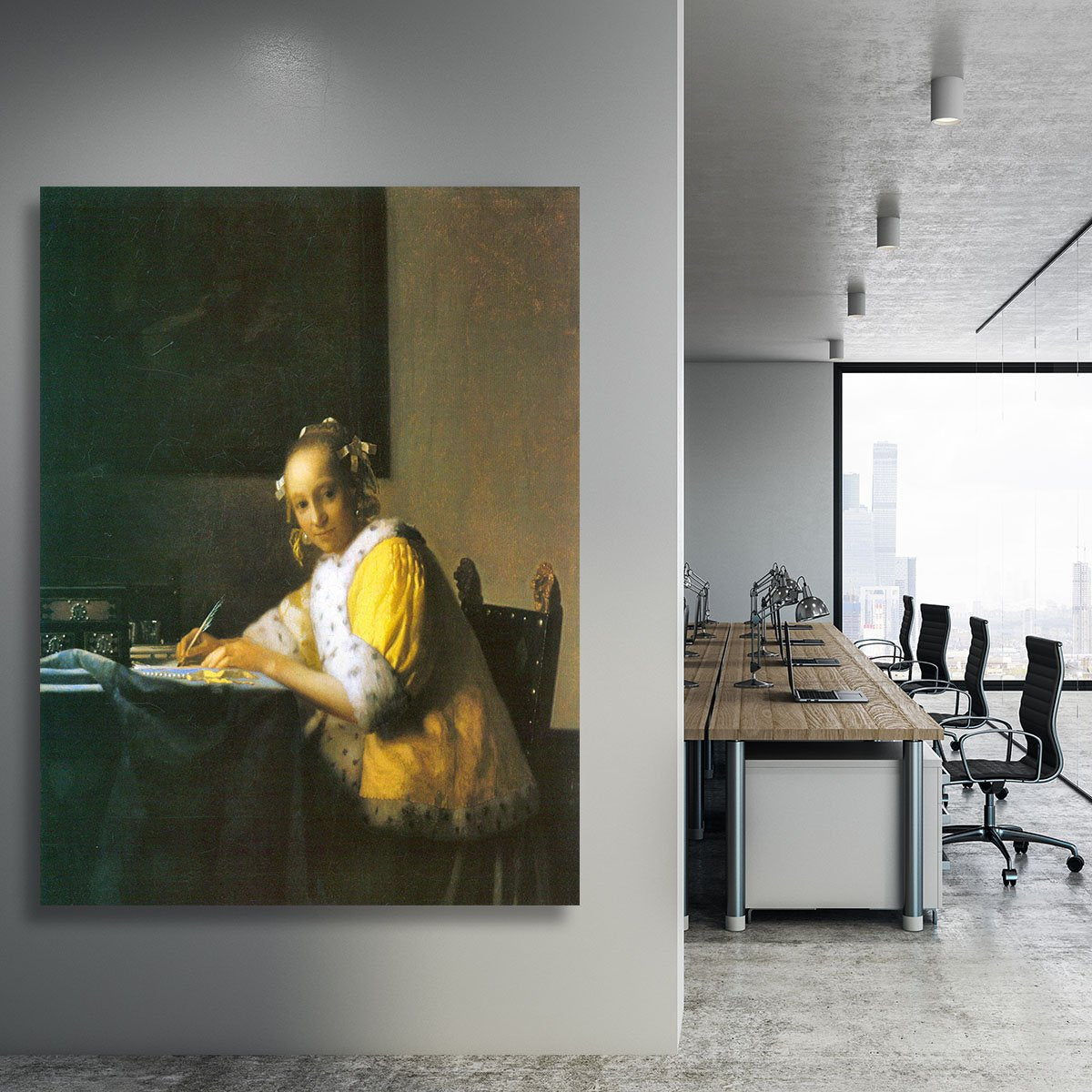 Woman in yellow by Vermeer Canvas Print or Poster