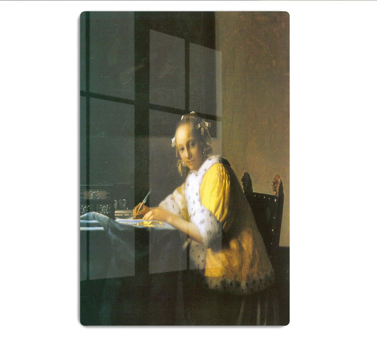 Woman in yellow by Vermeer HD Metal Print - Canvas Art Rocks - 1
