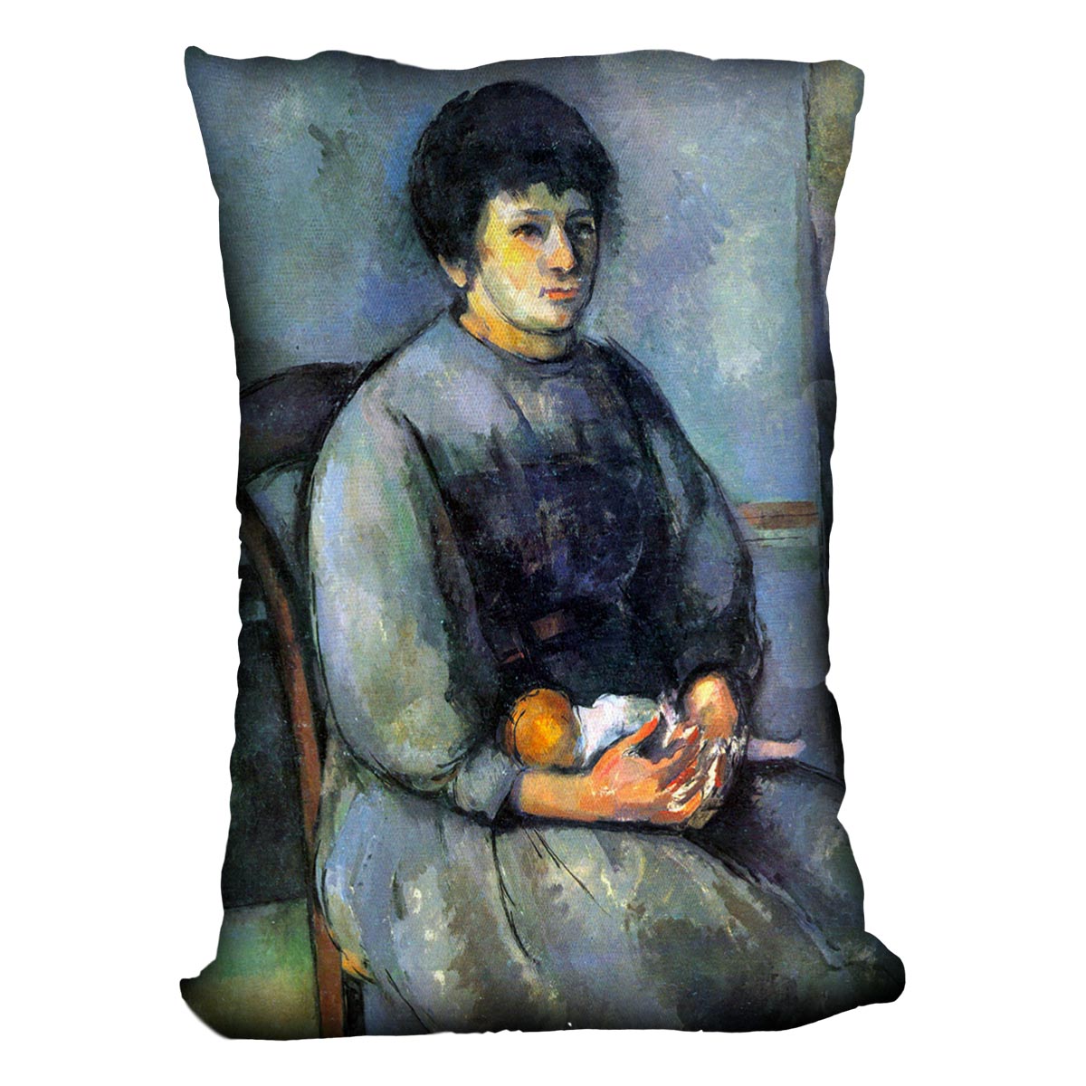 Woman with Doll by Cezanne Cushion - Canvas Art Rocks - 4