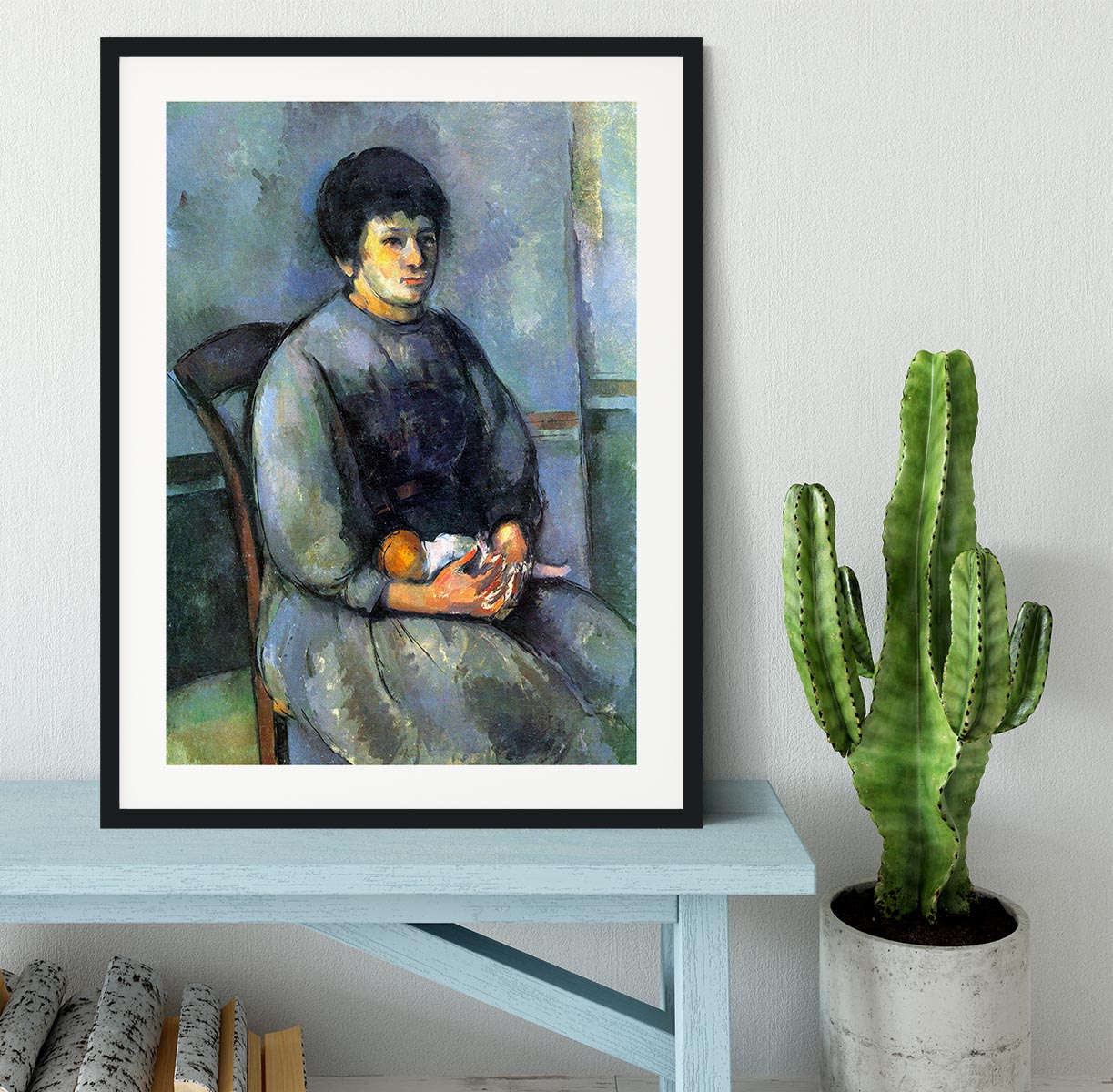 Woman with Doll by Cezanne Framed Print - Canvas Art Rocks - 1