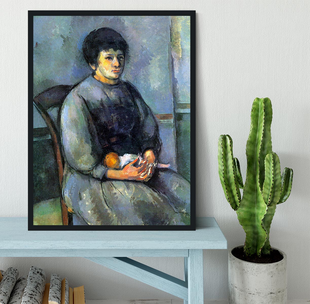 Woman with Doll by Cezanne Framed Print - Canvas Art Rocks - 2