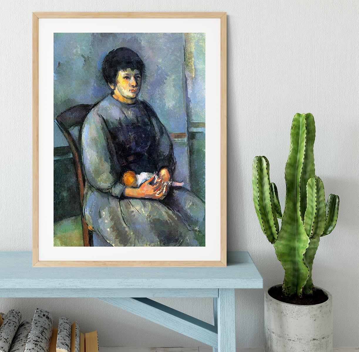 Woman with Doll by Cezanne Framed Print - Canvas Art Rocks - 3