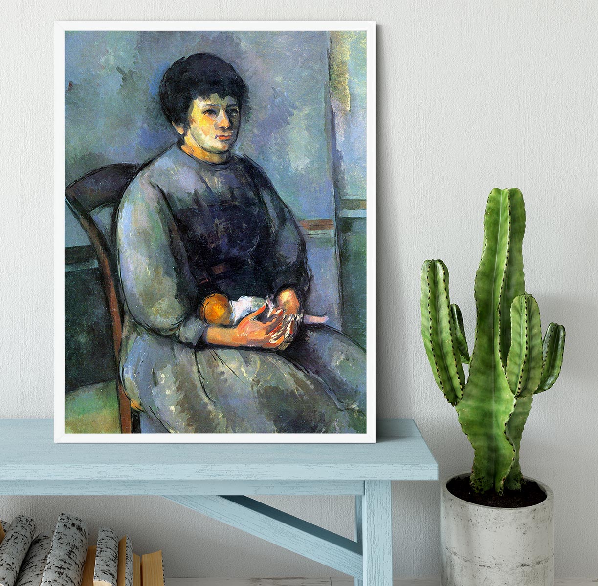 Woman with Doll by Cezanne Framed Print - Canvas Art Rocks -6