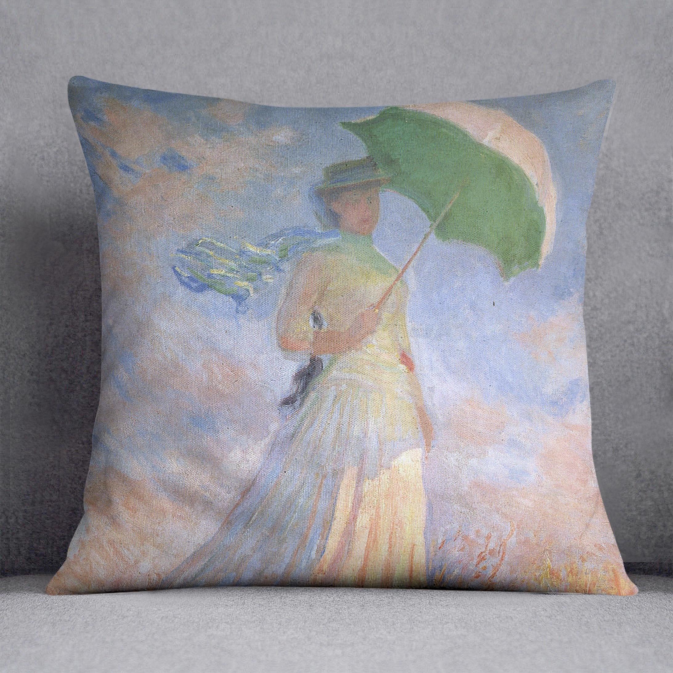 Woman with Parasol 2 by Monet Throw Pillow