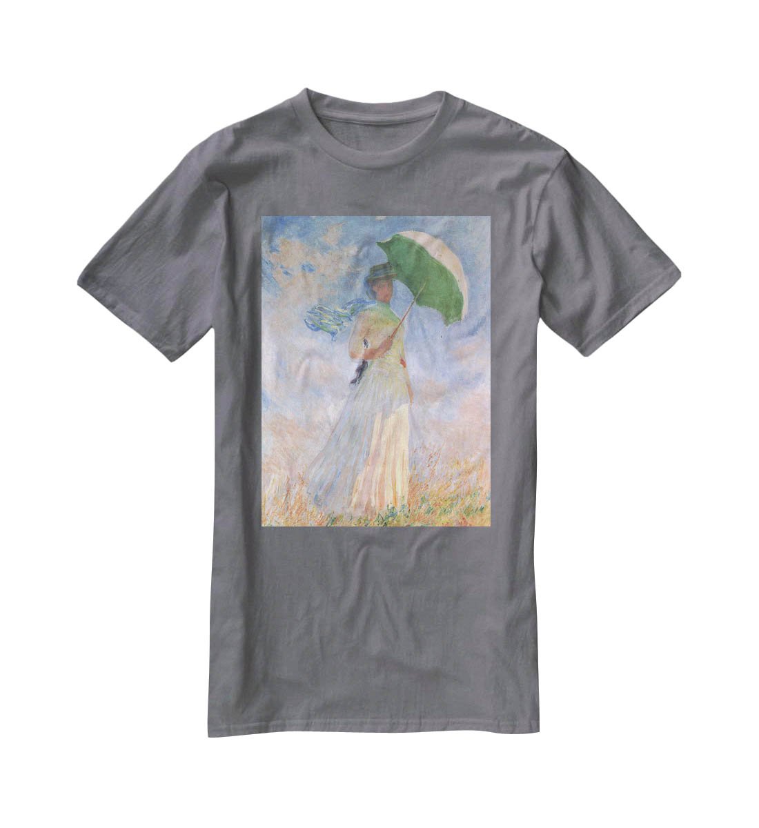 Woman with Parasol 2 by Monet T-Shirt - Canvas Art Rocks - 3