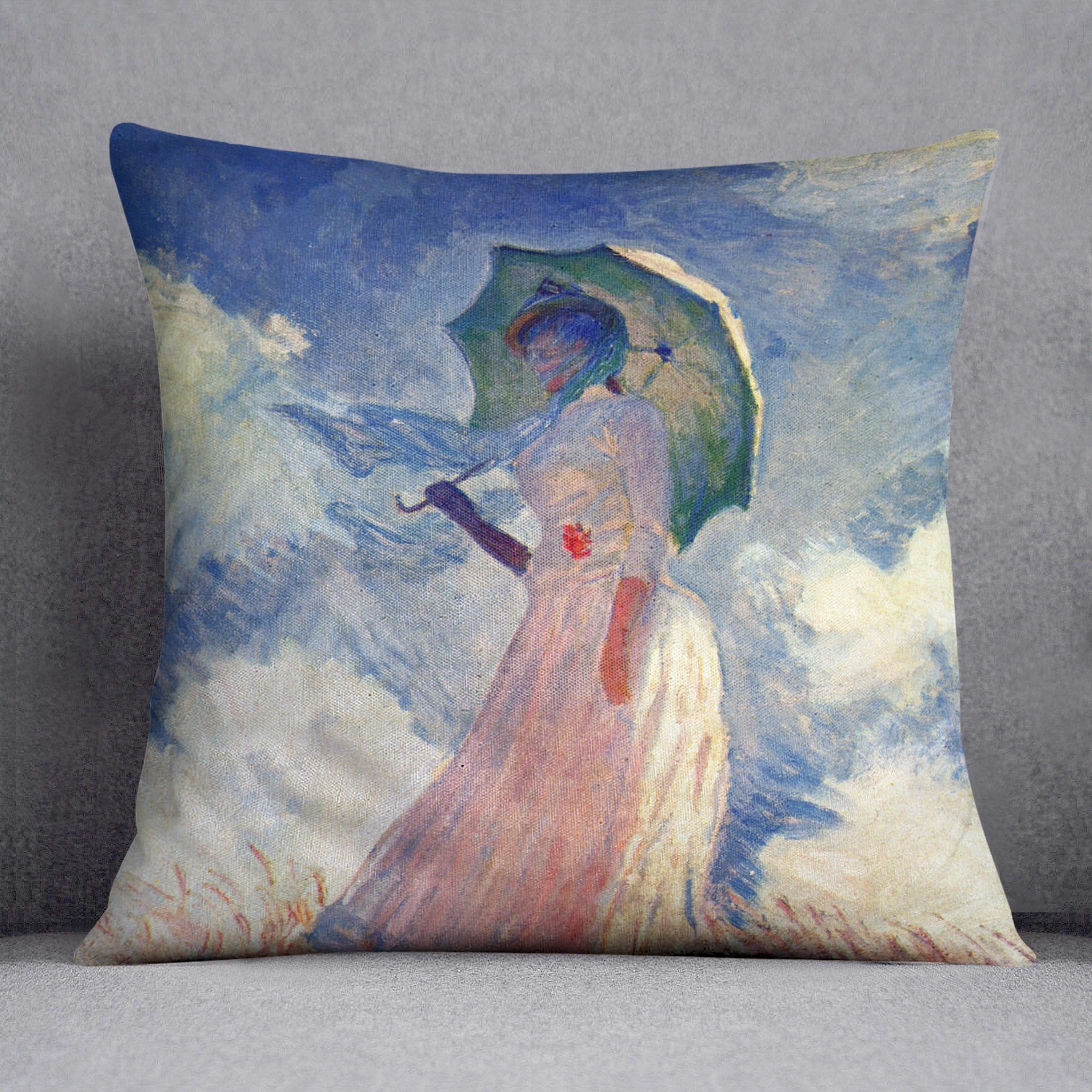 Woman with Parasol study by Monet Throw Pillow