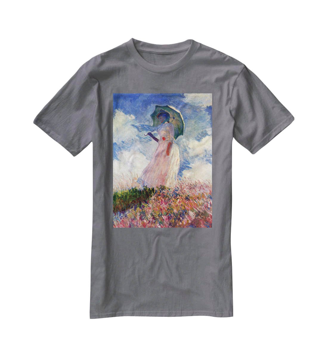 Woman with Parasol study by Monet T-Shirt - Canvas Art Rocks - 3