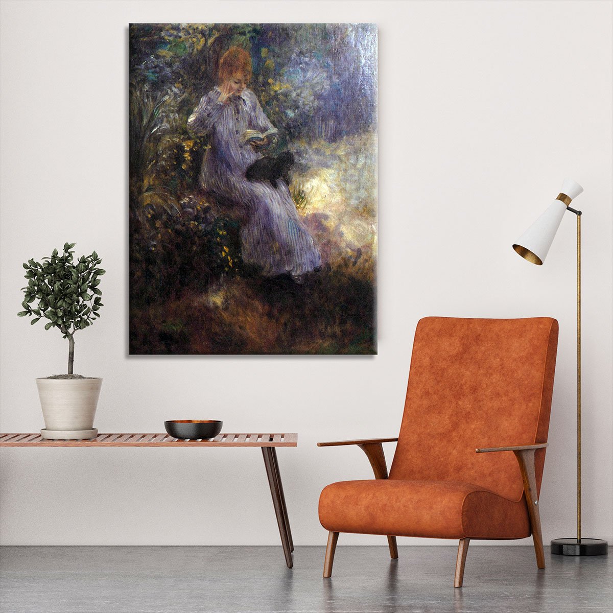 Woman with a black dog by Renoir Canvas Print or Poster