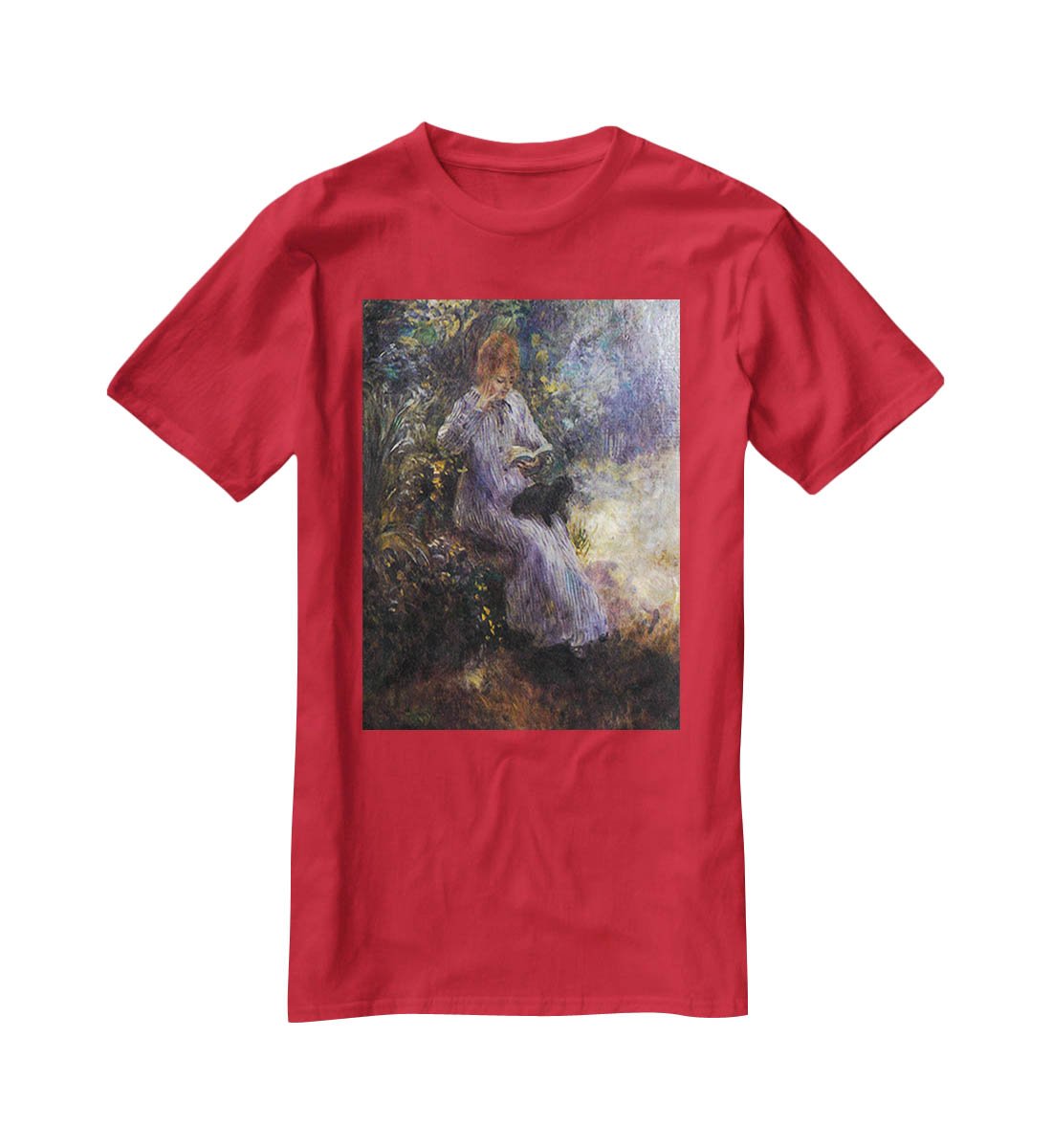 Woman with a black dog by Renoir T-Shirt - Canvas Art Rocks - 4