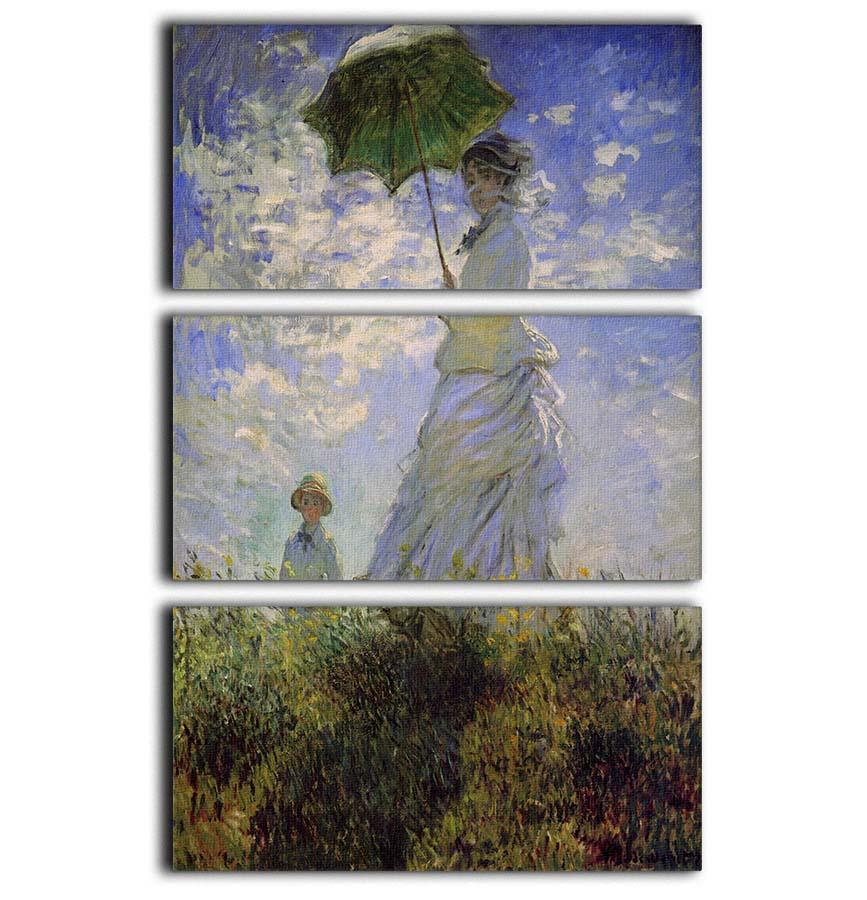 Woman with a parasol by Monet 3 Split Panel Canvas Print - Canvas Art Rocks - 1