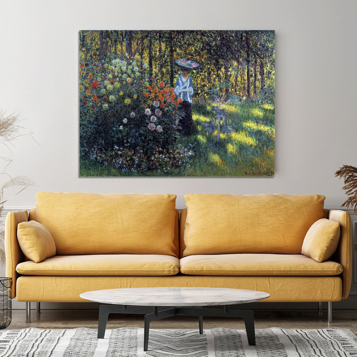 Woman with a parasol in the garden of Argenteuil by Monet Canvas Print or Poster - Canvas Art Rocks - 4