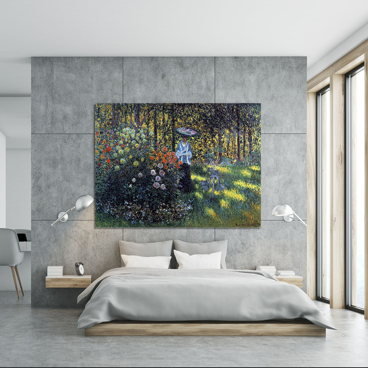 Woman with a parasol in the garden of Argenteuil by Monet Canvas Print or Poster - Canvas Art Rocks - 5