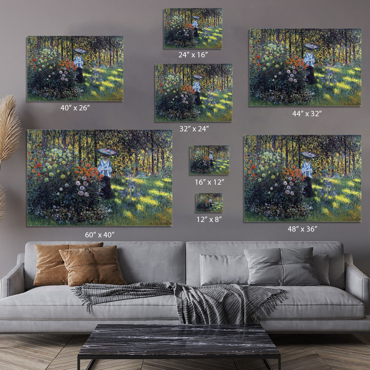 Woman with a parasol in the garden of Argenteuil by Monet Canvas Print or Poster - Canvas Art Rocks - 7