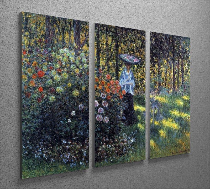 Woman with a parasol in the garden of Argenteuil by Monet Split Panel Canvas Print - Canvas Art Rocks - 4