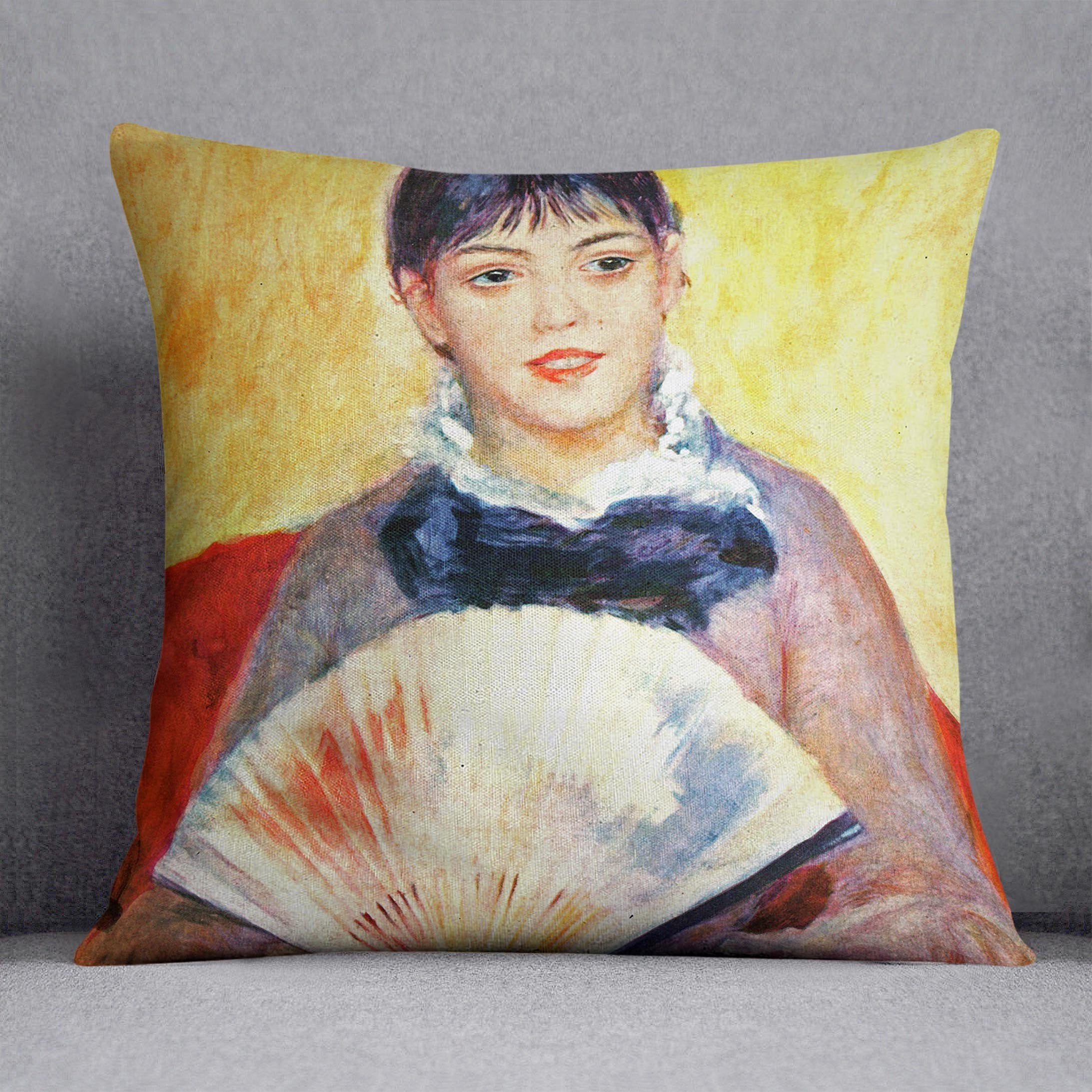 Woman with fan by Renoir Throw Pillow