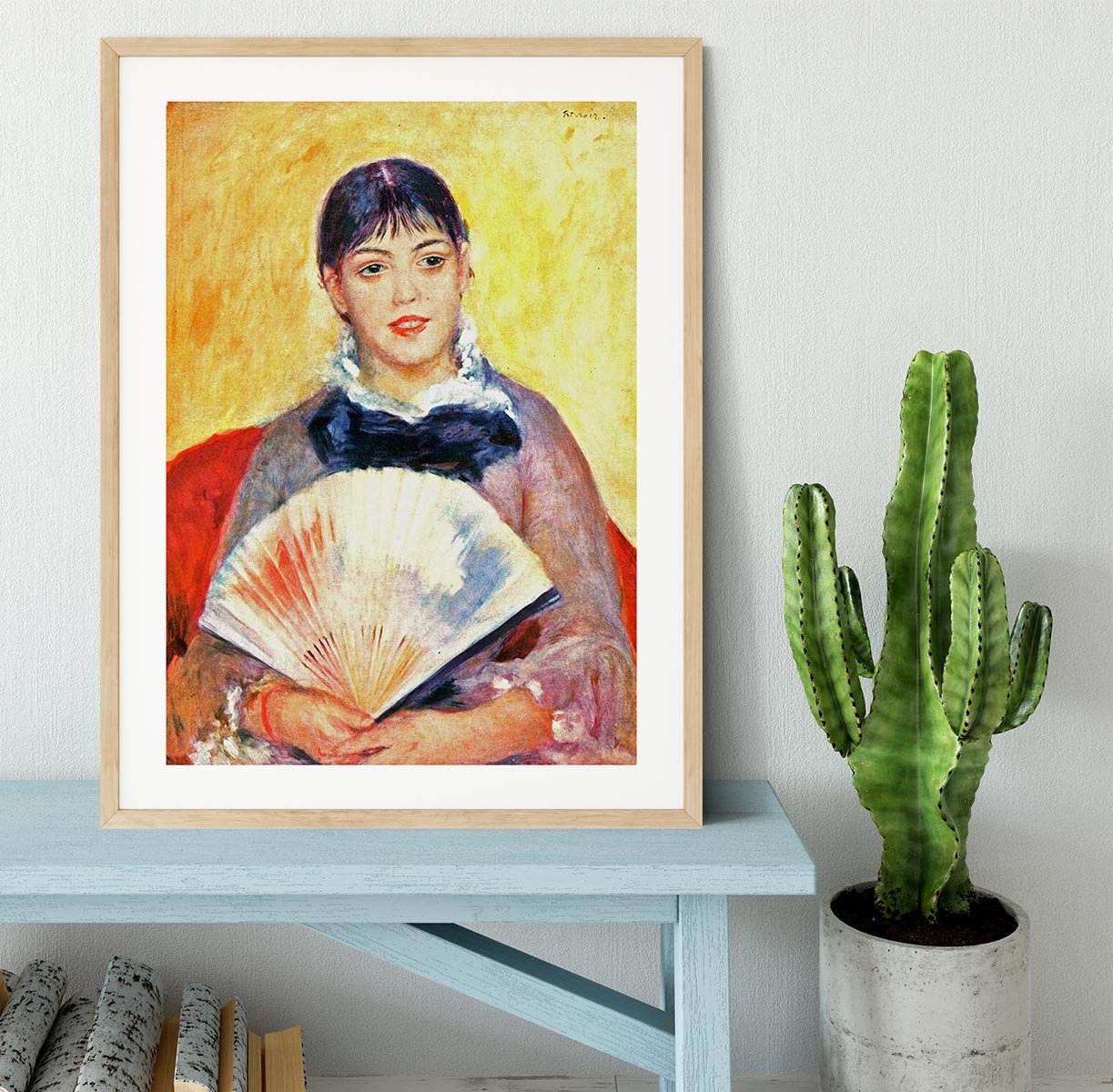 Woman with fan by Renoir Framed Print - Canvas Art Rocks - 3