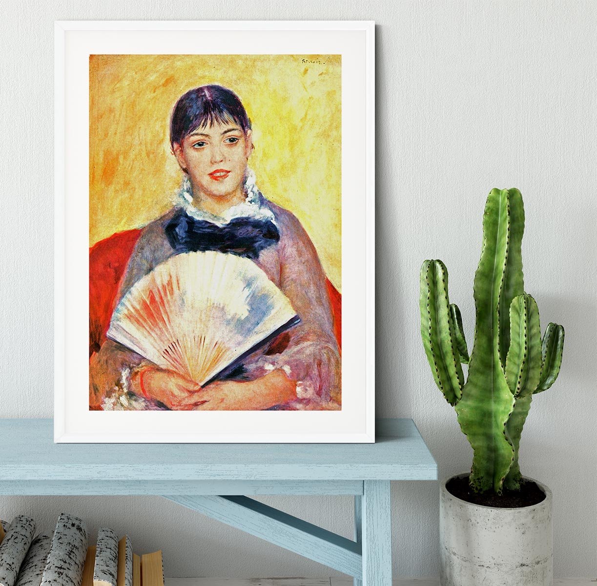 Woman with fan by Renoir Framed Print - Canvas Art Rocks - 5