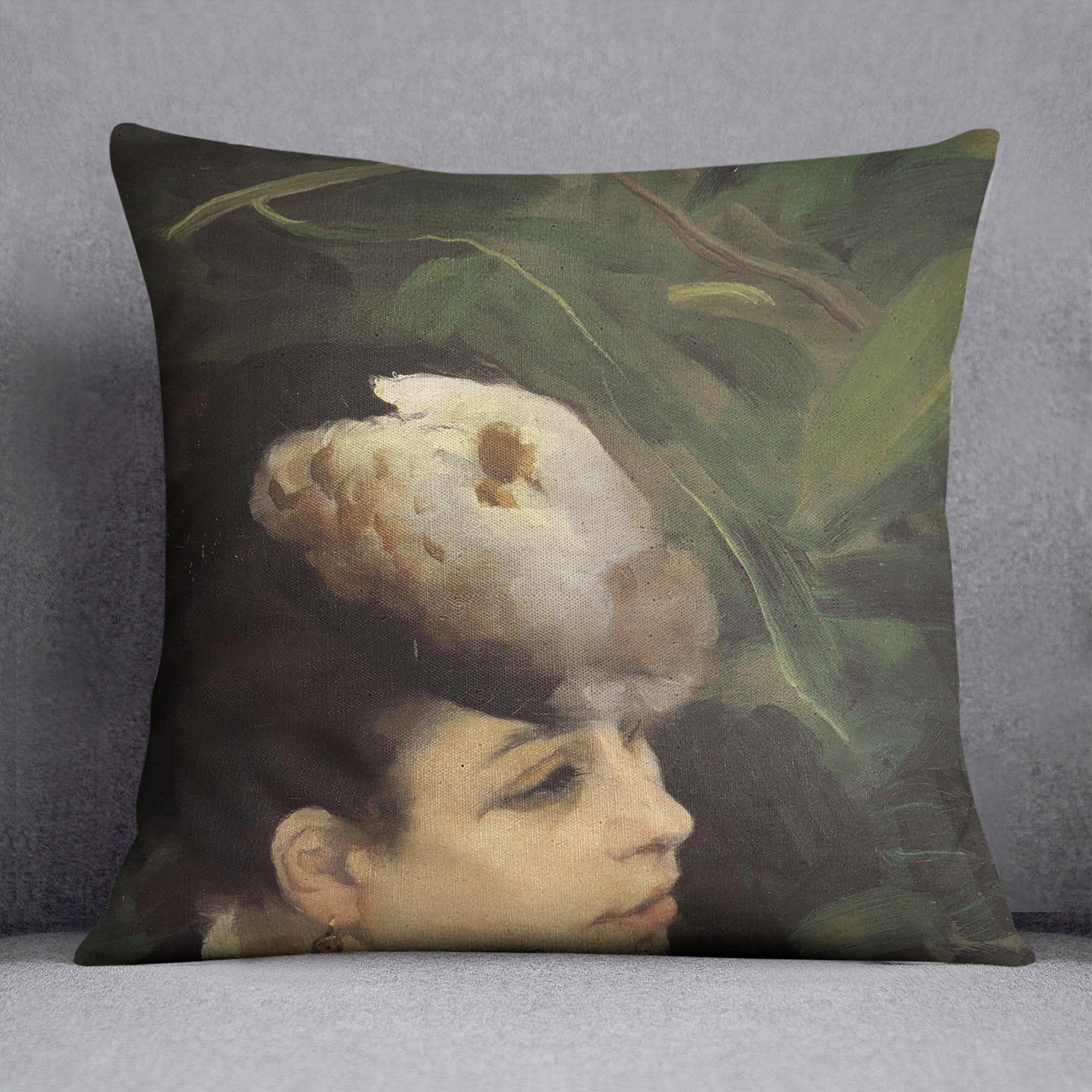 Woman with gull feathe Detail by Renoir Throw Pillow