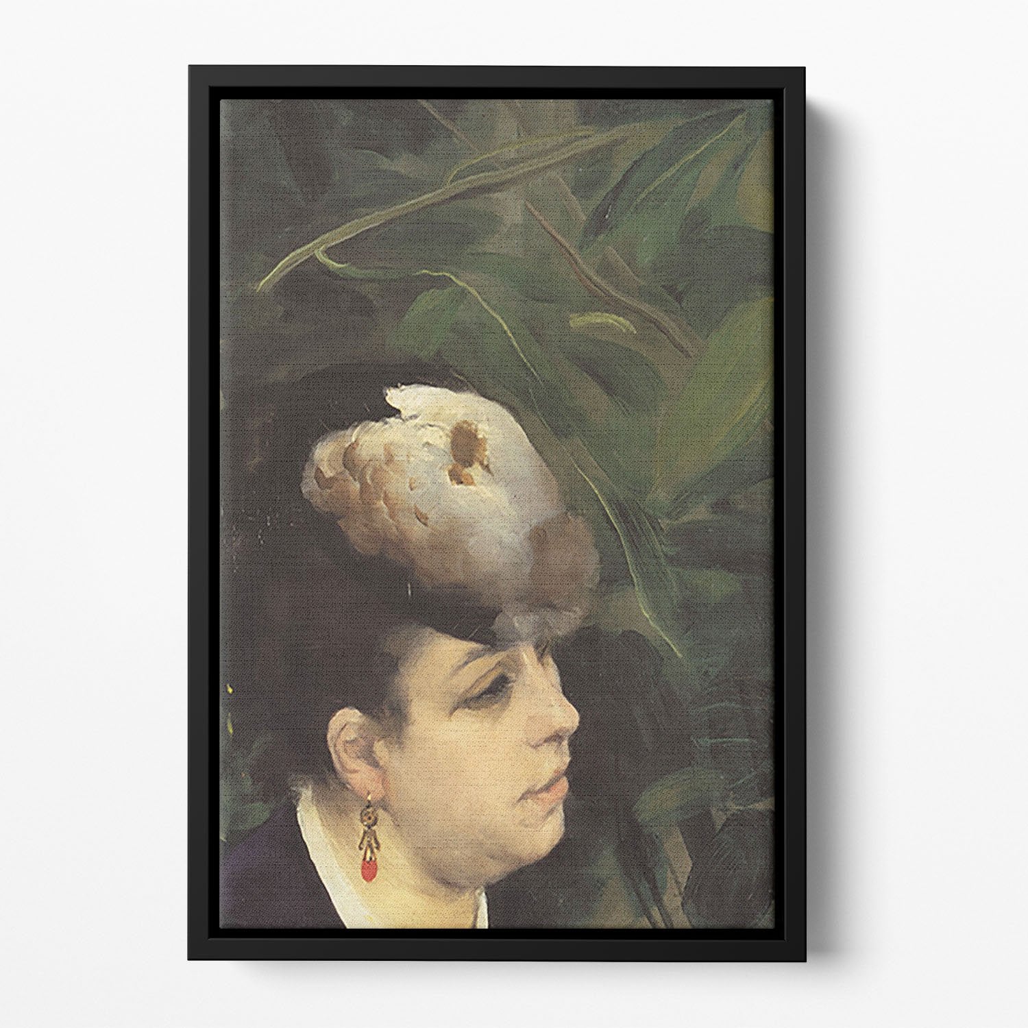 Woman with gull feathe Detail by Renoir Floating Framed Canvas