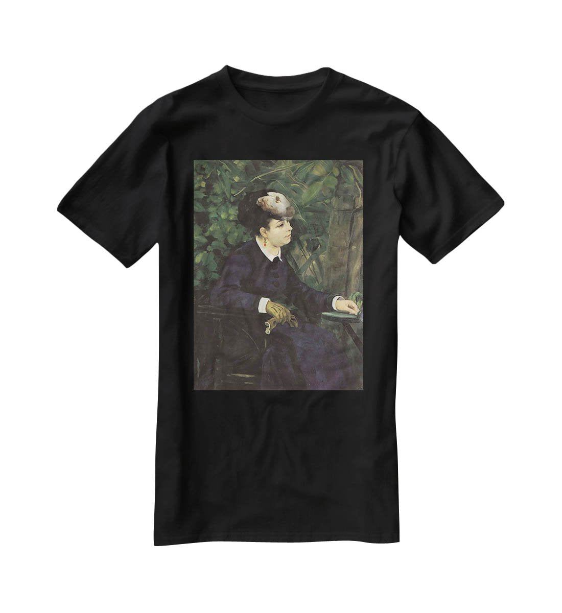 Woman with gull feather Woman in the garden by Renoir T-Shirt - Canvas Art Rocks - 1