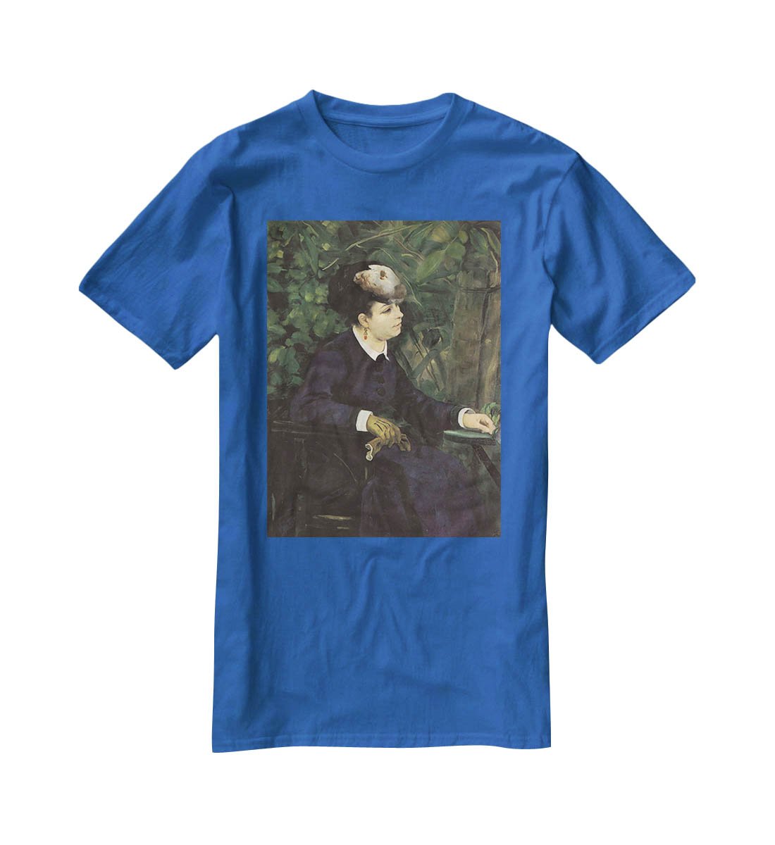 Woman with gull feather Woman in the garden by Renoir T-Shirt - Canvas Art Rocks - 2