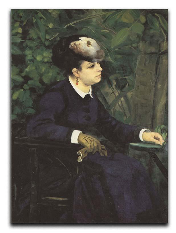 Woman with gull feather Woman in the garden by Renoir Canvas Print or Poster  - Canvas Art Rocks - 1