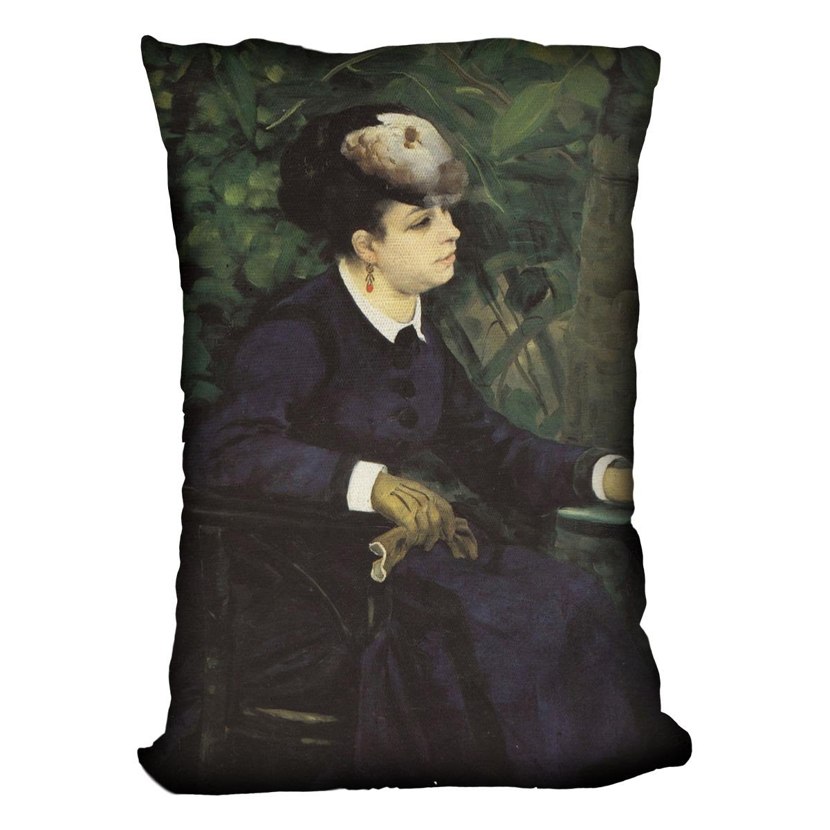 Woman with gull feather Woman in the garden by Renoir Throw Pillow