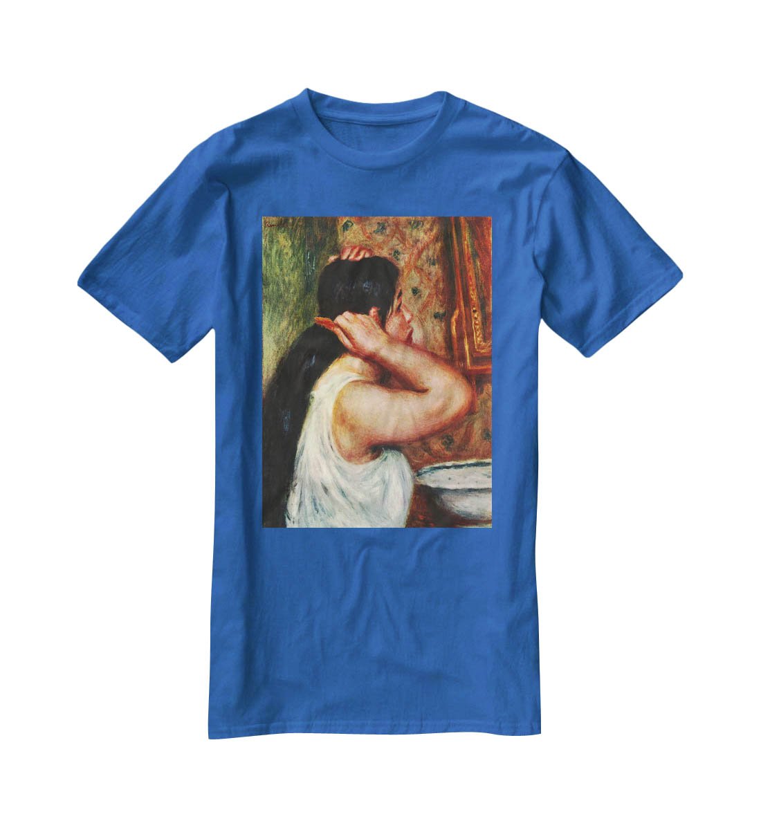 Woman with hair combs by Renoir T-Shirt - Canvas Art Rocks - 2
