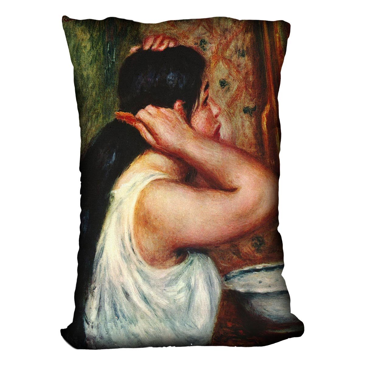Woman with hair combs by Renoir Throw Pillow