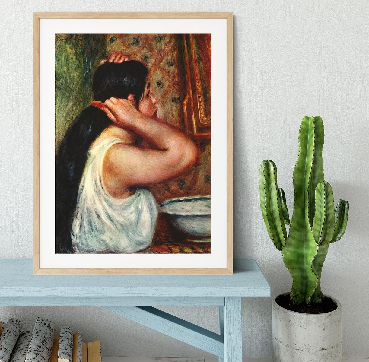 Woman with hair combs by Renoir Framed Print - Canvas Art Rocks - 3