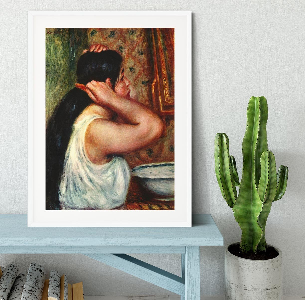 Woman with hair combs by Renoir Framed Print - Canvas Art Rocks - 5