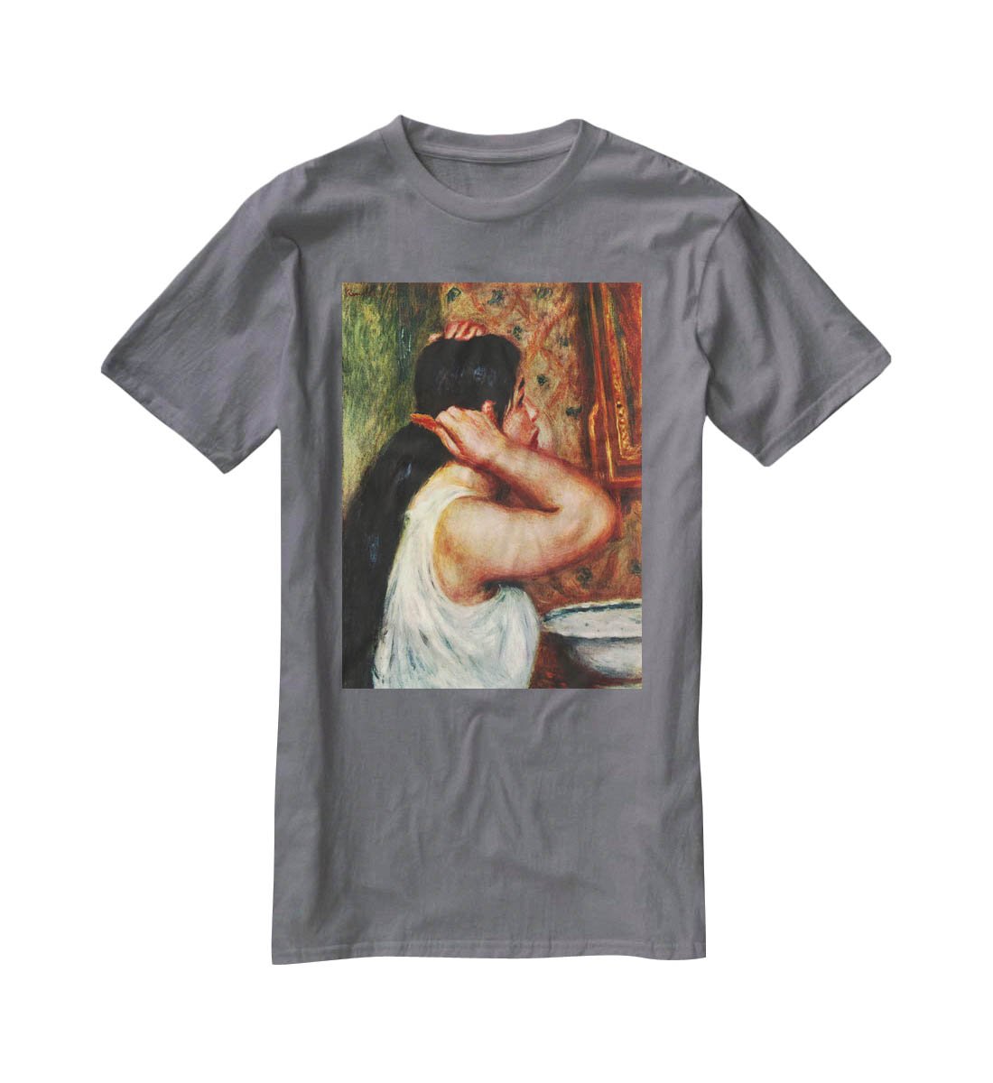 Woman with hair combs by Renoir T-Shirt - Canvas Art Rocks - 3