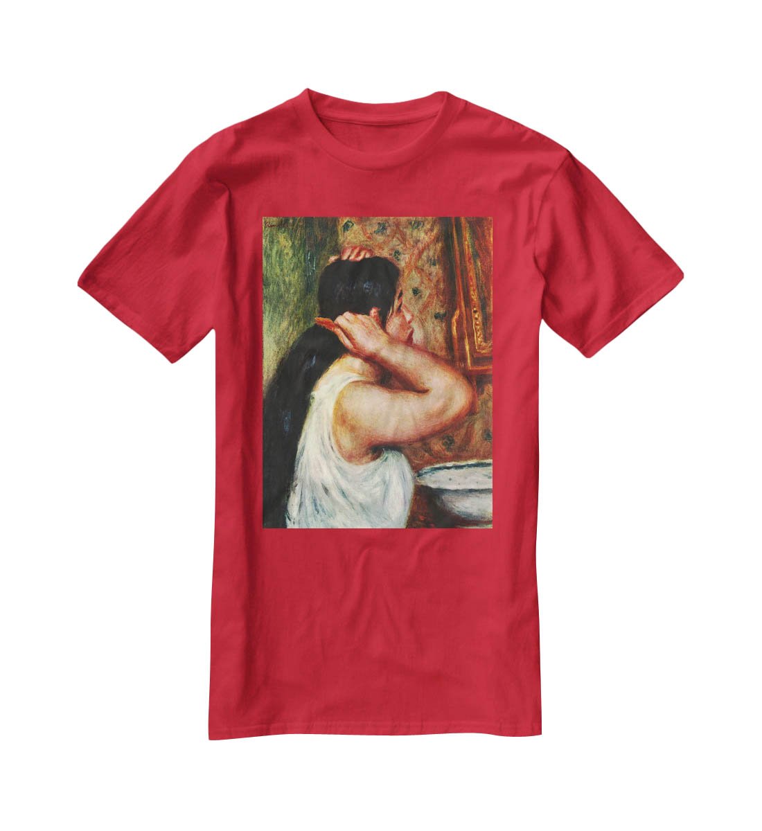 Woman with hair combs by Renoir T-Shirt - Canvas Art Rocks - 4