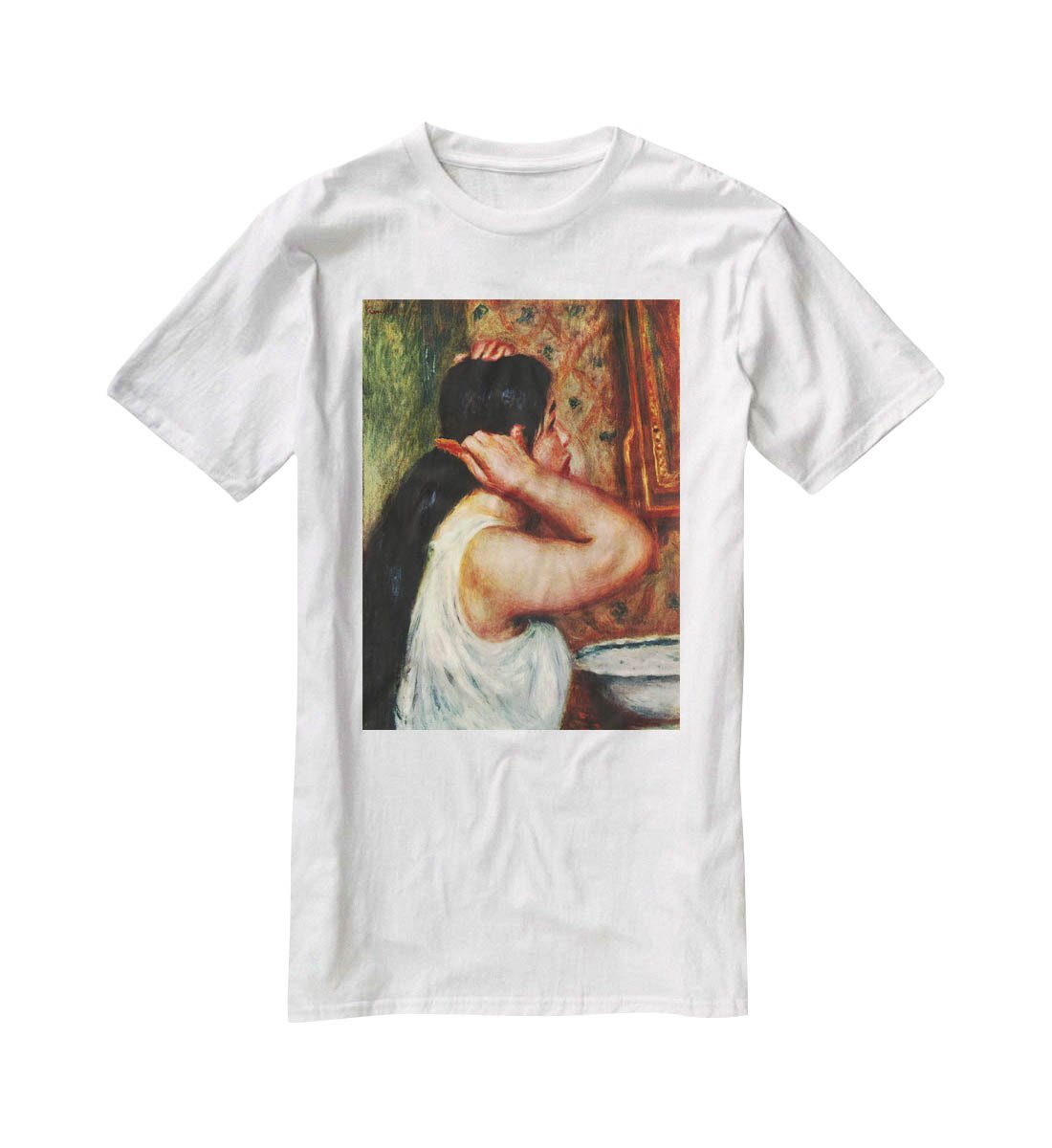 Woman with hair combs by Renoir T-Shirt - Canvas Art Rocks - 5
