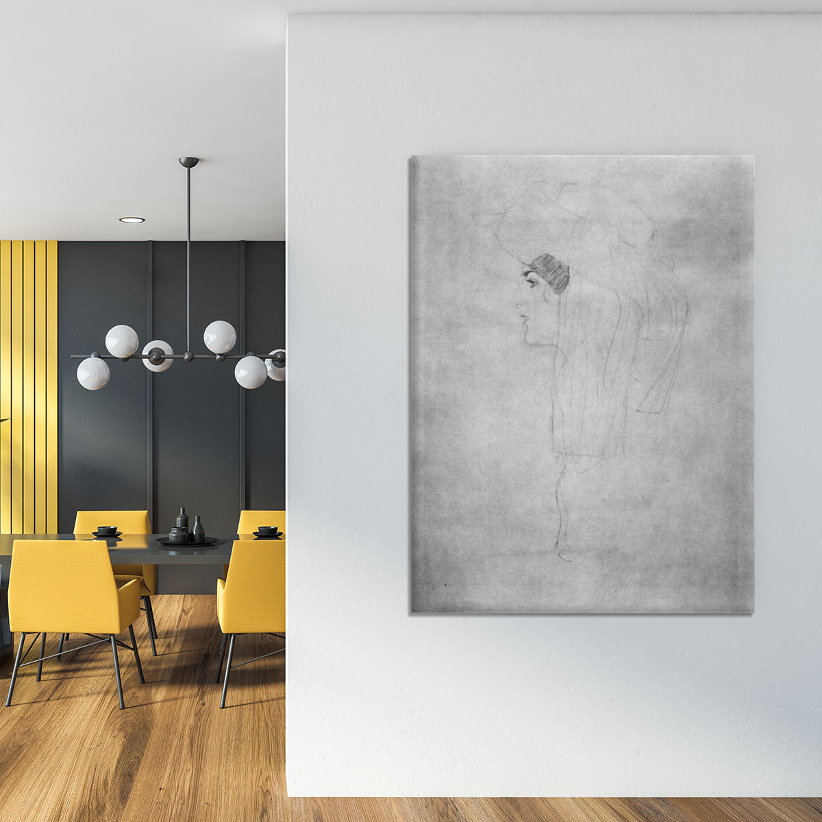 Woman with hat in profile by Klimt Canvas Print or Poster - Canvas Art Rocks - 4