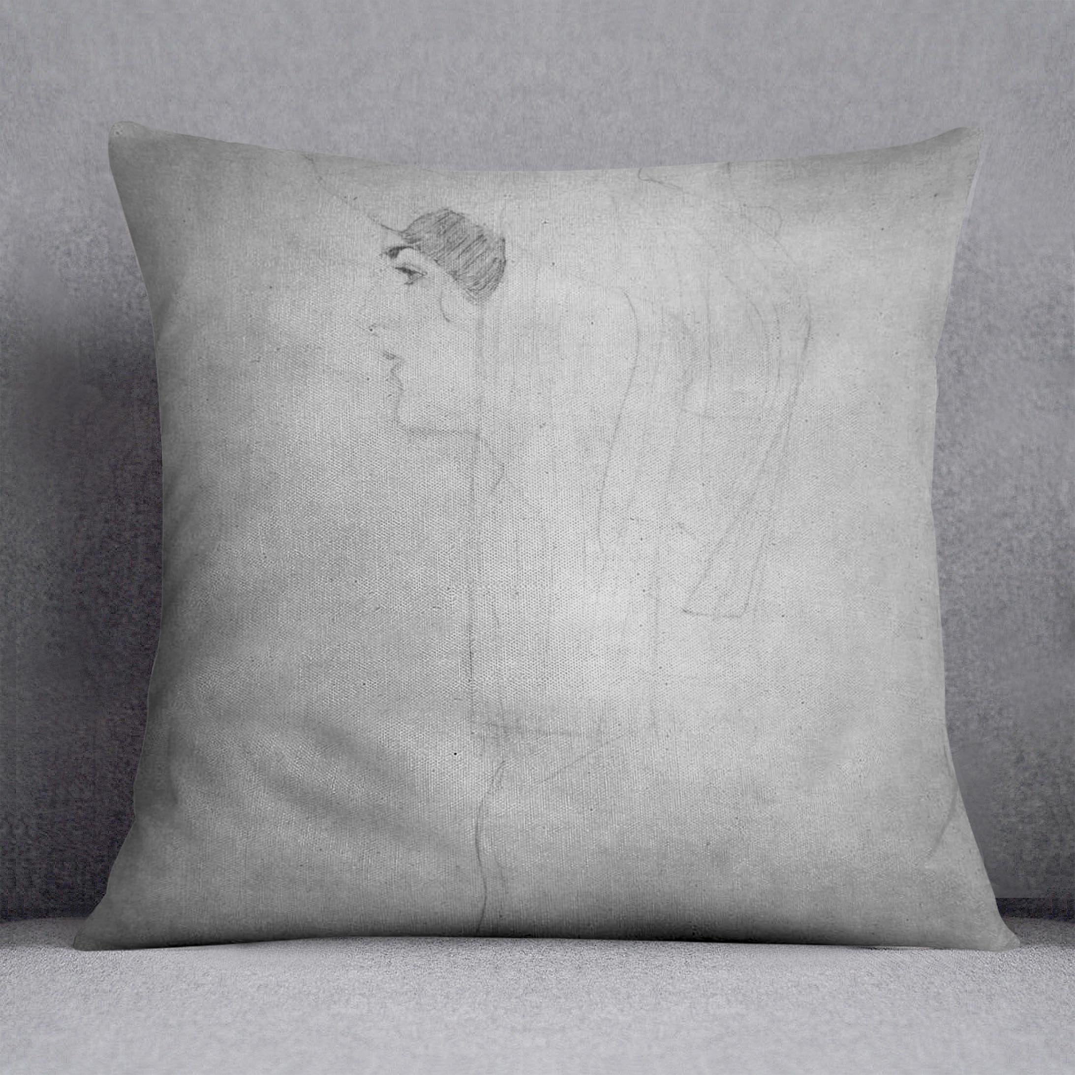 Woman with hat in profile by Klimt Throw Pillow