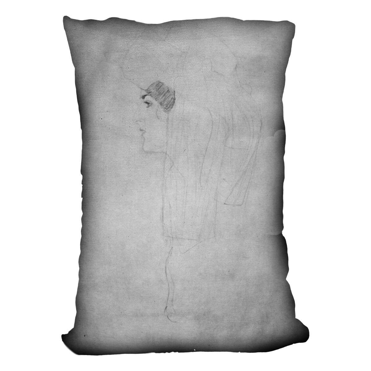 Woman with hat in profile by Klimt Throw Pillow